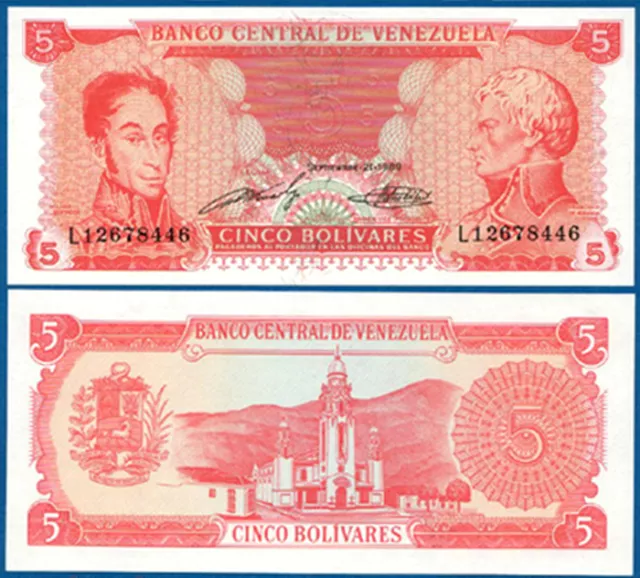 VENEZUELA  5 Bolivares 1989 UNC  Pick 70 b