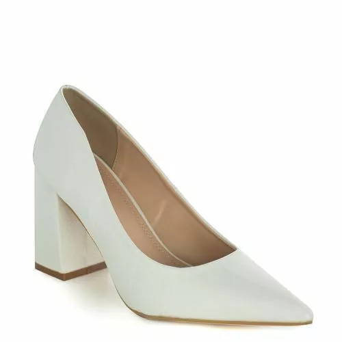 MIGATO White high-heeled pointed patent leather heels  thick heel uk 5 eu 38