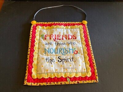 Mary Engelbreit Quilted Fabric Wall Hanging  Friends Nourish the Spirit  12x11