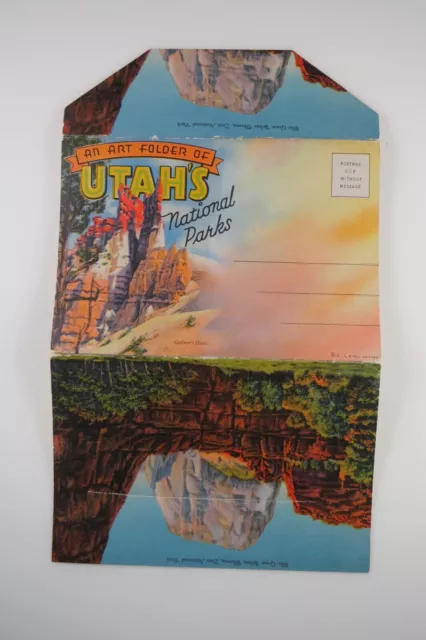 *Kengo* 1960's souvenir travel fold out art folder - - Utah's National Parks