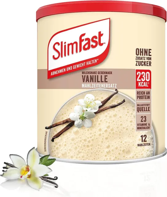 SlimFast Milchshake Pulver Vanille Diät-Shake Diät-Pulver Mahlzeitenersatz 438 g
