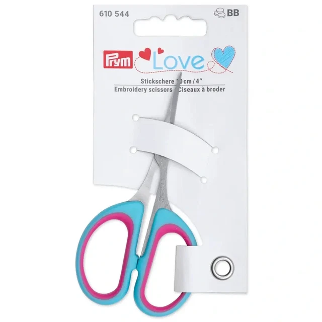 Tijeras bordadas Prym Love 10 cm rosa/turquesa costura 610544