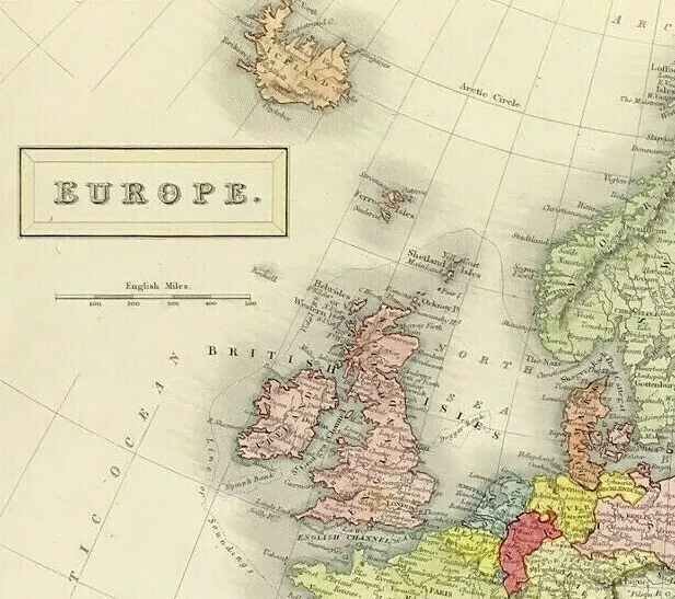 Europe map by Sidney Hall 1840 original fine detail hand colour