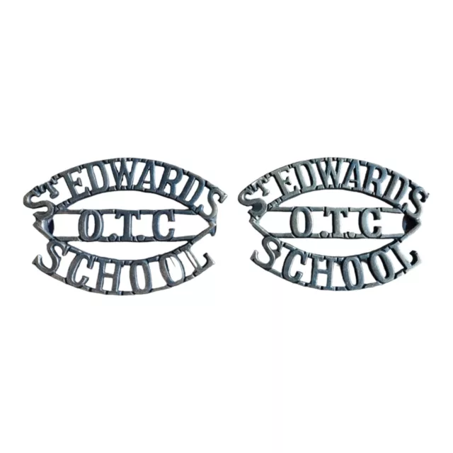 2x St Edwards School OTC Officers Training Corps College Shoulder Title Badges