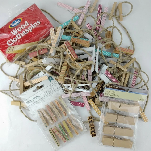 Más de 125 colores de ropa de resorte de madera alfileres puntos Chevron rayas XL-Pequeñas artesanías de cordel