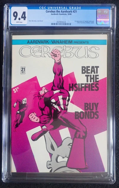 Cerebus the Aardvark #21 🐽 CGC 9.4 WHT 🐽 1st Captain Cockroach Appearance 1980
