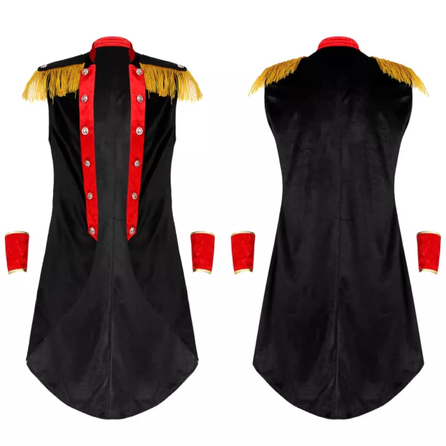 Men Halloween Ringmaster Circus Show Costume Velvet Showman Tailcoat Jacket Coat