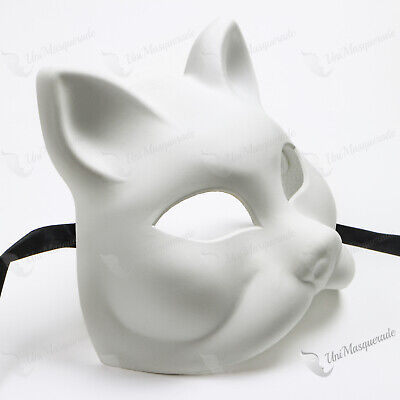 Venetian Gatto Cat Dress Up Party Halloween Costume Masquerade Mask White
