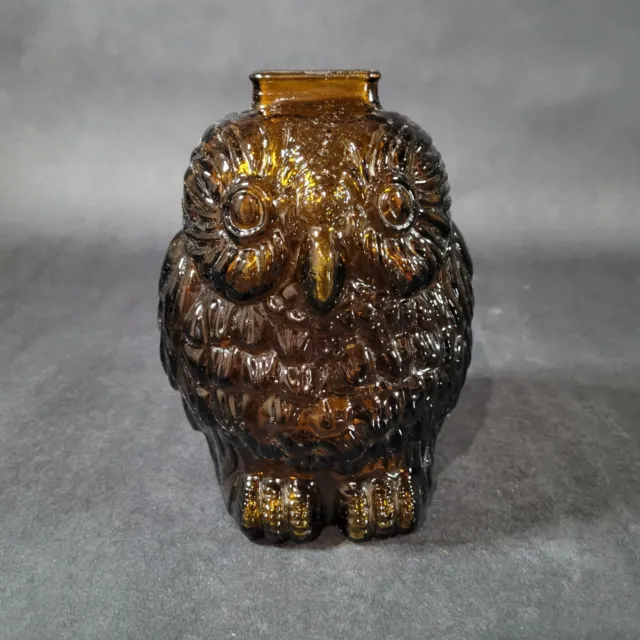 Vintage Amber Glass OWL Bank WISE OLD OWL Smash Bank Brown by Libby Glass