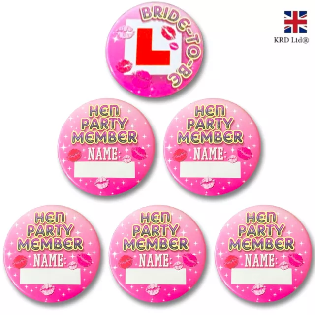 6pk Pink Hen Party Badges Bride To Be Girls Night Out Party Accessories C059 UK