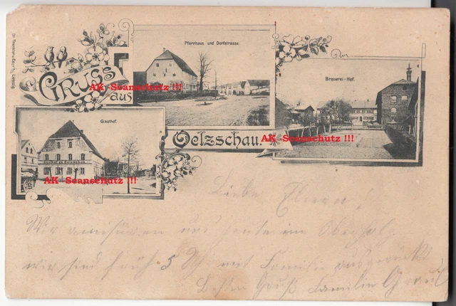 AK Oelzschau OT von Rötha Kirche Brauerei Pfarrhaus Gasthof 1899 !!!!!!!!!!!!!!!