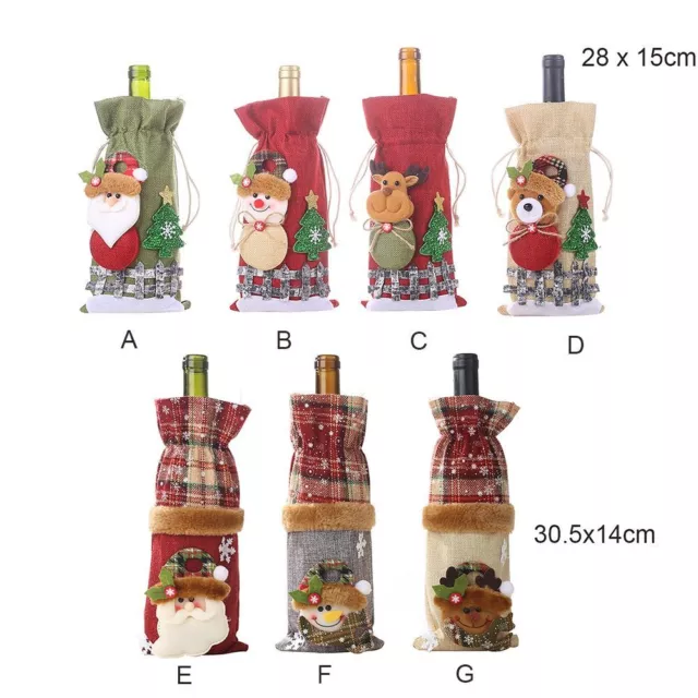 Christmas Red Wine Bottle Cover Bag Santa Elk Champagne Bags Xmas Decorations 2