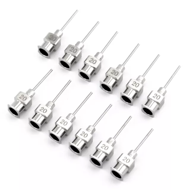 12pcs Stainless Steel Syringe Glue Dispenser 0.91mm OD 20G Precision Applicator