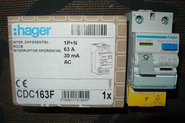 HAGER - CDA765F - INTERRUPTEUR DIFFÉRENTIEL, 63A, 30MA, TYPE A