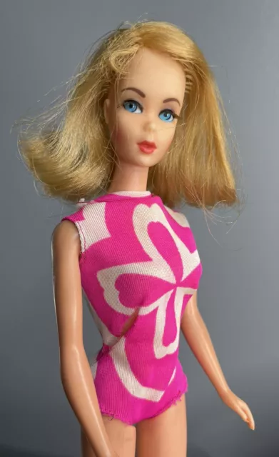 Vintage 1966 Twist N Turn Barbie Doll Blonde Flip Hair Japan Rooted Lashes