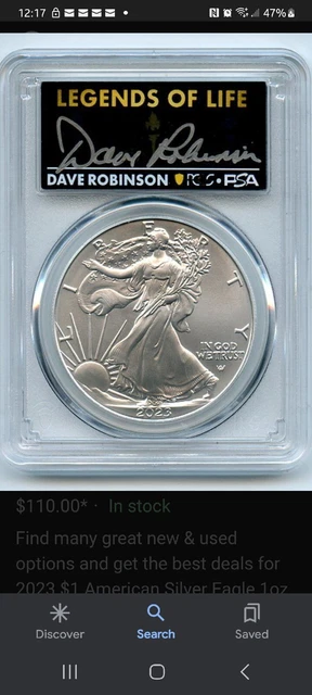 2023 $1 American Silver Eagle 1oz PCGS MS70 FS Legends of Life Dave Robinson