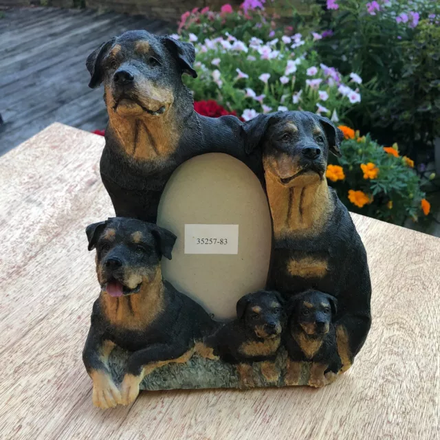 Rottweiler Dog Family Puppies 3-1/2" x 5" 3D Picture Frame USA Easel Back T3