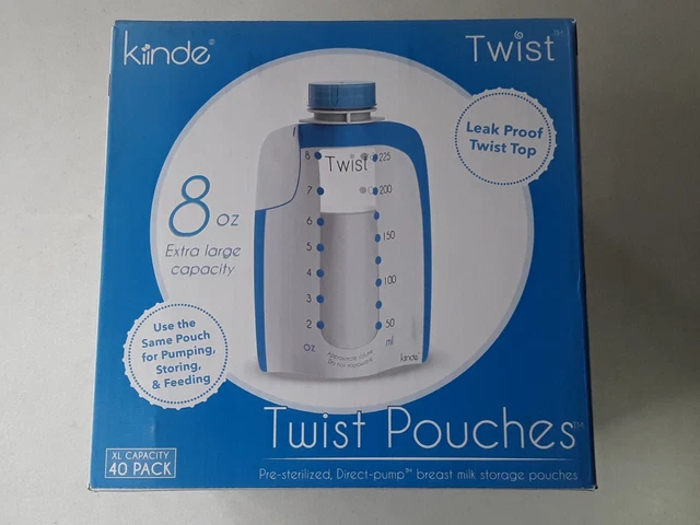 NEW Kiinde Twist Pouch 8oz XL 40 Pack Sterilized Direct-Pump Breast Milk Storage