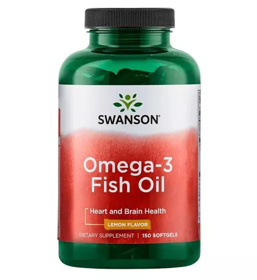 Swanson Omega-3 Fish Oil - Sabor De Limón 150 Cápsulas Blanda