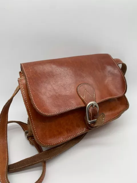 Borsa a tracolla vintage anni '80 marrone scuro in pelle piccola borsa a croce Kouros