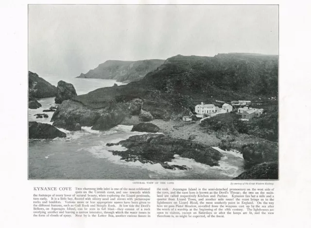 Kynance Cove Cornwall Antique Old Victorian Picture Print 1900 ROC#85