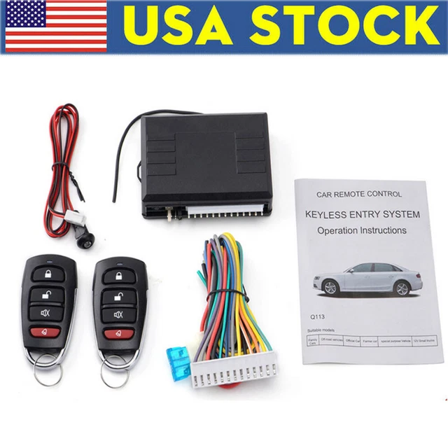 Car Alarm System Remote Security Auto Central Locking Kit Door Lock Keyless US