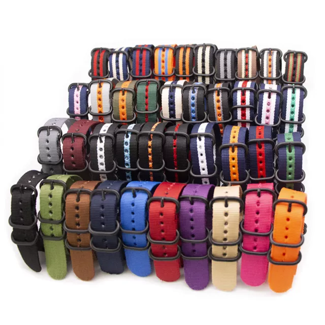 Heavy Duty Military Nylon Straps 20 MM Sport Fashion Watchband 35 Color Options