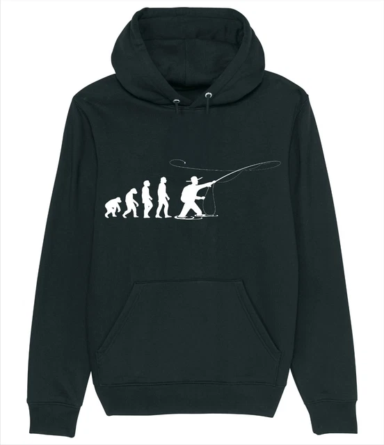 Evolution of Fly Fisherman Man Fishing Angling Trout Salmon Game Hoodie