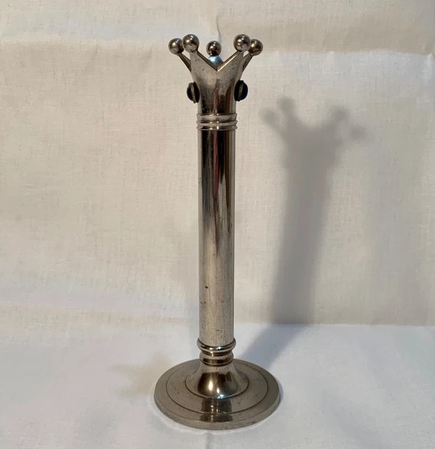 Vintage Chrome Crown Top Candlestick 1950s Swedish Mid Century