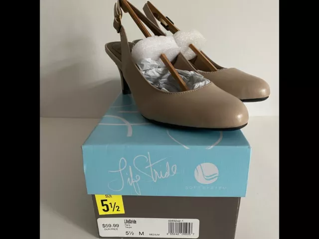 Life Stride Paris Womens Slingback Heels Nude Taupe 5.5M Soft System Comfort 3