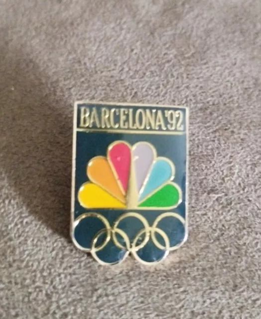 1992 BARCELONA Olympics pin NBC metal enamel vintage Spain HCM NYC peacock