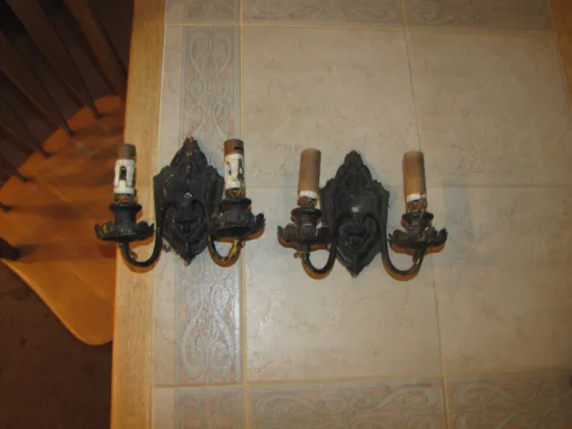 Pair Of Antique Double Candle Wall Sconces restore