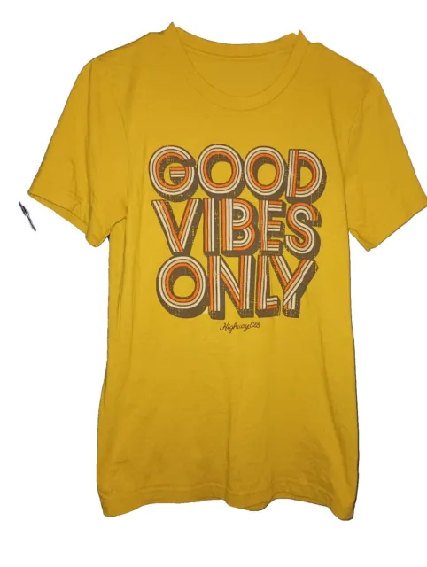 Good Vibes Only T-Shirt Women's S-M Yellow 💛 Short Sleeve Graphic Cotton New