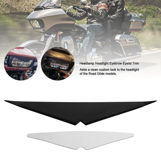 JINFOLI Garniture Sourcil Phare Moto ABS - Compatible Harley Road Glide FLTRX FLTRU 2015+, Noir Brillant