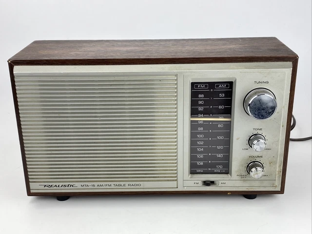 RADIO DE TABLE vintage réaliste MTA-15 AM/FM modèle 12-695 TESTÉ ...