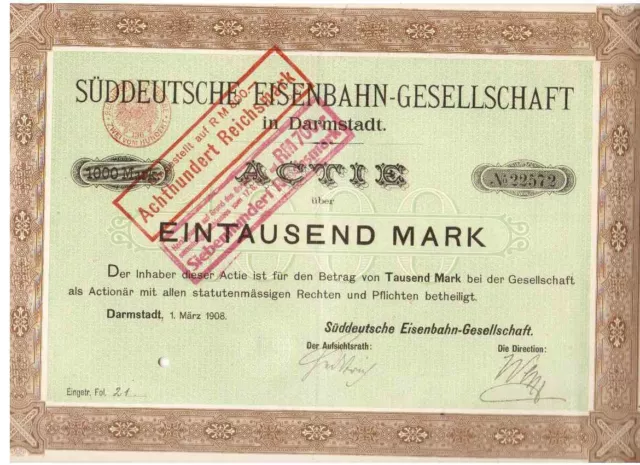 Süddeutsche Eisenbahn Gesellschaft  in Darmstadt 1908