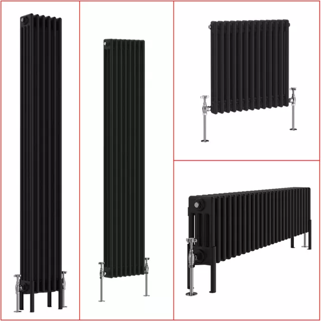 Traditional 2 3 4 Column Radiator Horizontal Vertical Cast Iron Style Rads Black