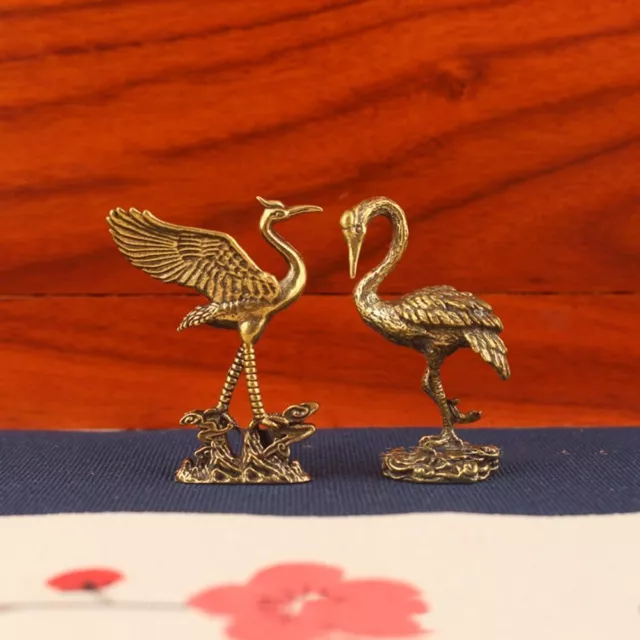 Pure Brass Crane Figurines Copperware Brass Miniatures  Office Gift