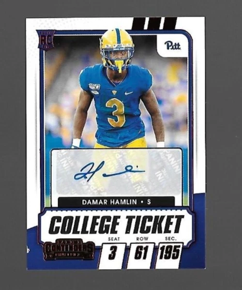Damar Hamlin 2021 Panini Contenders Draft Picks College Ticket Red Auto