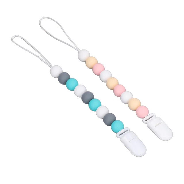 2 Pièces Une Pièce Perles Porte-Sucette Sangle Porte-Sucette Bébé Sucette