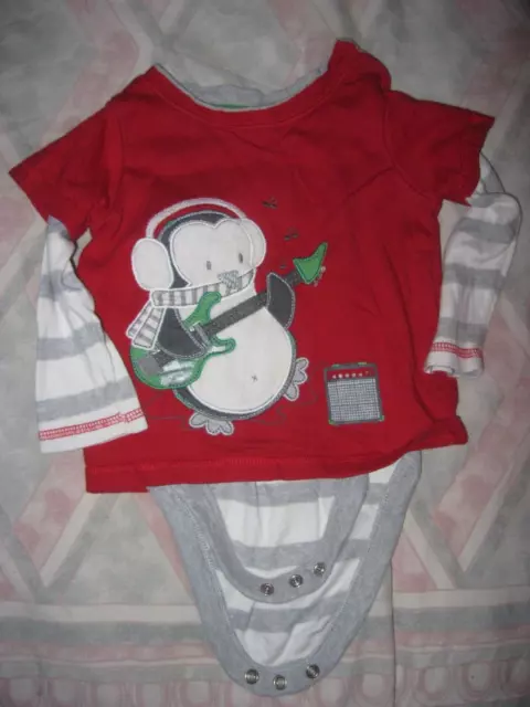 Gilet George rosso Natale a maniche lunghe. Età 6-9 mesi