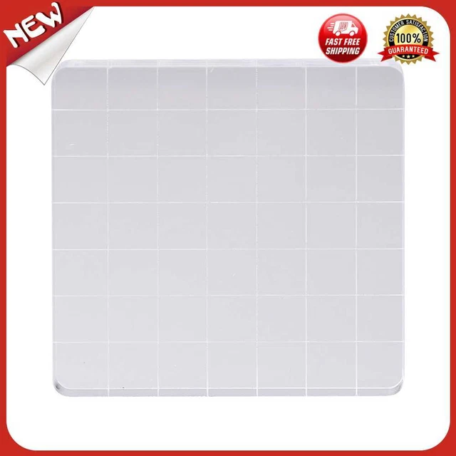 UK Acryl Stempelblock klar Stanzwerkzeug Set mit Gitterlinie Handwerk (7x7cm)