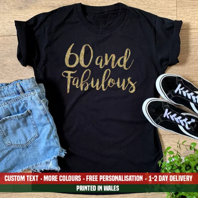 Ladies 60 And Fabulous T Shirt Birthday Funny Sixty 60th 1964 Wife Gift Top 2024