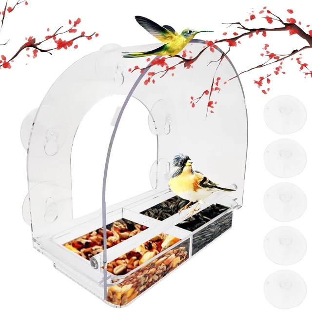 Mangeoire à Oiseaux - HAOPYOU - Distributeur Graines - LED Solaire En Métal