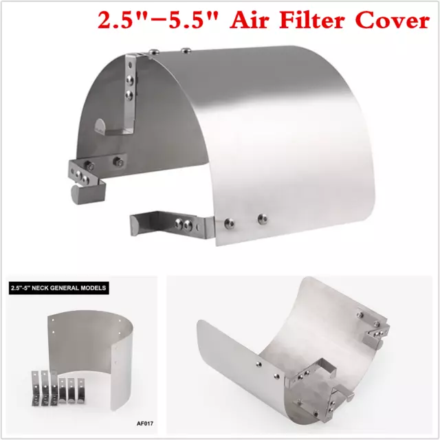 2.5-5.5" Universal Cone Stainless Steel Heat Shield Air Intake Filter Cover New