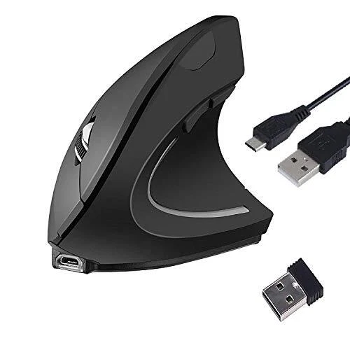 Souris sans Fil Rechargeable Ergonomique Verticale Optique 2.4GHz 800/1200/16...