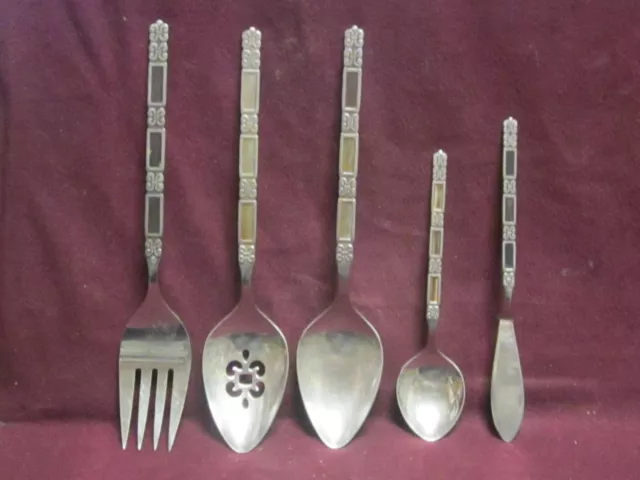 5pc Oneida Community Stainless MADRID NO BLACK  SERVING PIECES