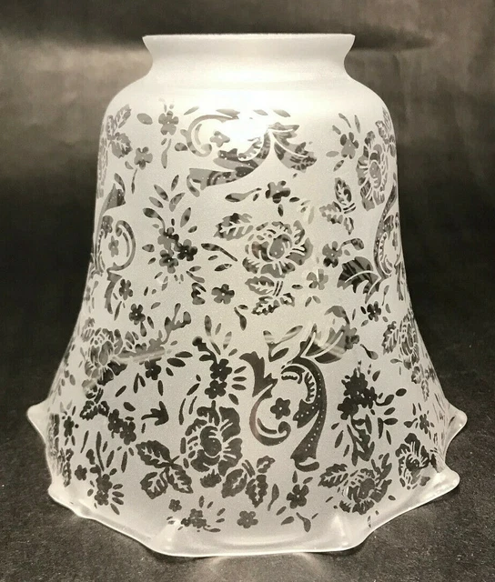 New Victorian Lace Etched Filigree Crimped Fixture Shade, 2 1/4" Fitter, #FS450