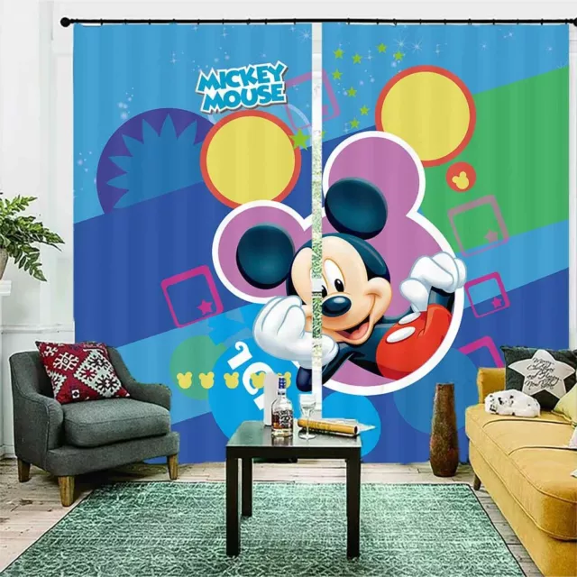 Light Bulb Mickey Mouse 3D Curtain Blockout Photo Printing Curtains Drape Fabric