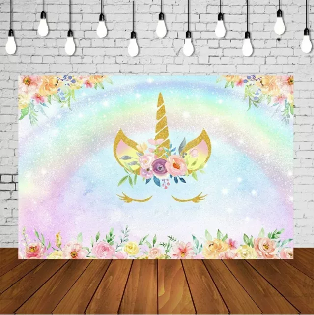 Pastel Rainbow Backdrop Curtains Colorful Tulle Unicorn Curtain Backdrop  for Birthday Party Baby Showers Girl 5ft x 7ft